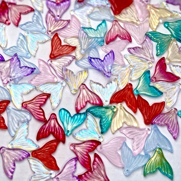 70pc GLASS Mermaid Tails Charms Jewelry Making Crafting DIY Bracelets 925 Bundle - Picture 6 of 16